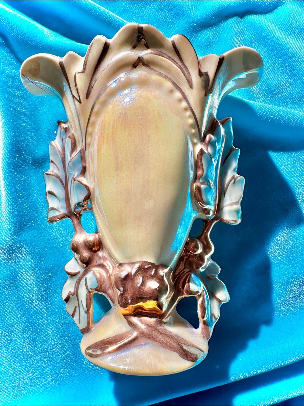 Kass USA Antique Ceramic Vase Gold Accents